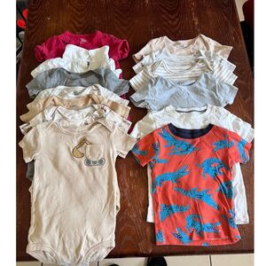 Boys 12-24M 18pc Spring Bundle Short & Long Sleeve Bodysuits Casual Cozy Clothes
